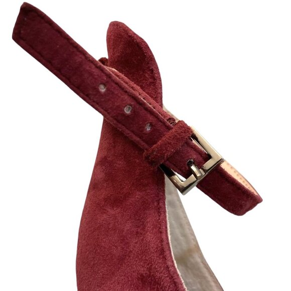 VINCE CAMUTO Court Suede Open Toe Ankle Strap Heels Chianti - Picture 7 of 11